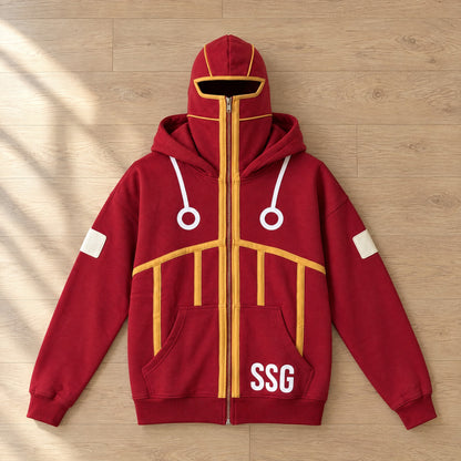The SSG Hoodie flat lay on wood floor